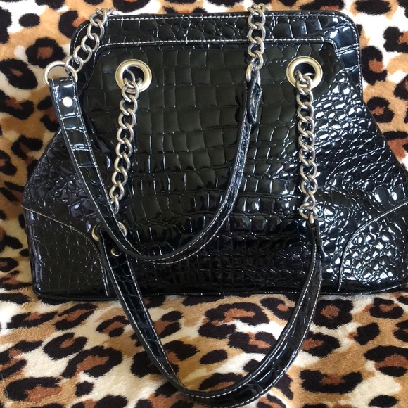 Apt9 Black Faux Leather Alligator Print Bag - Picture 2 of 6